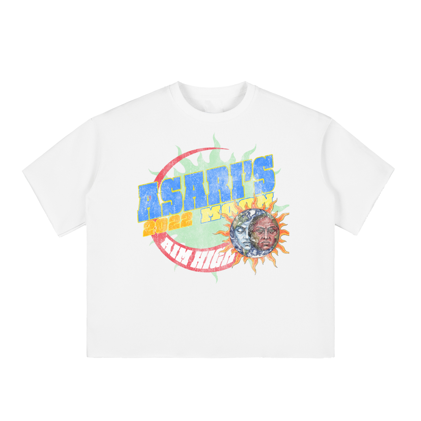 Boxy Half-Sleeve Raw-Edge T-Shirt